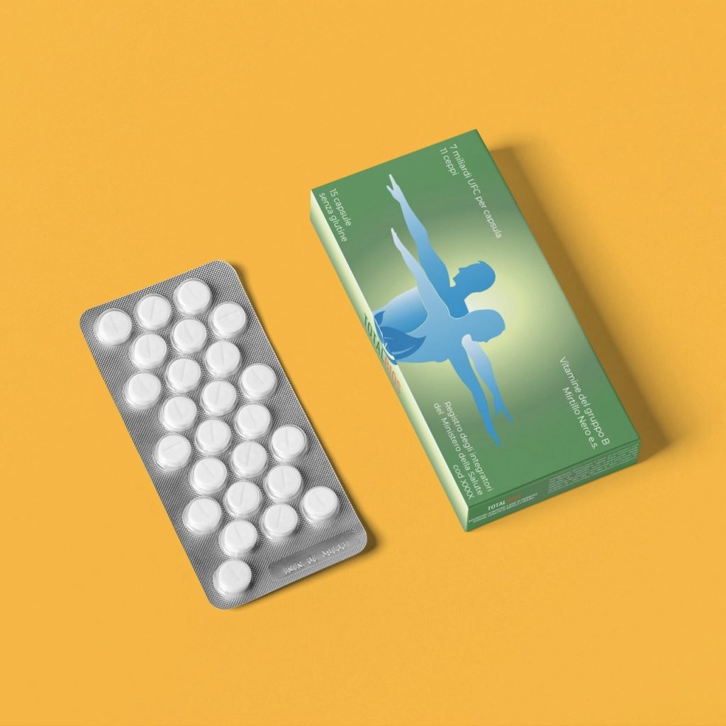 packaging farmaceutico, integratore vitamine gruppo B, design farmaceutico